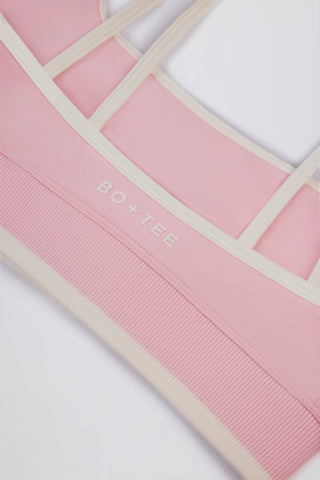Soft Active Contrast Sports Bra in Powder Pink