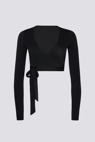 Soft Jersey Wrap Crop Top in Black