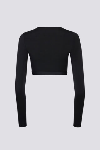 Soft Jersey Wrap Crop Top in Black