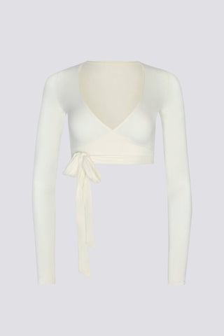 Soft Jersey Wrap Crop Top in White
