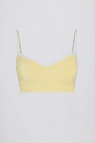 Soft Active Sweetheart-Neck Contrast Sports Bra in Soft Yellow