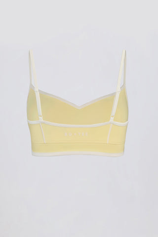 Soft Active Sweetheart-Neck Contrast Sports Bra in Soft Yellow