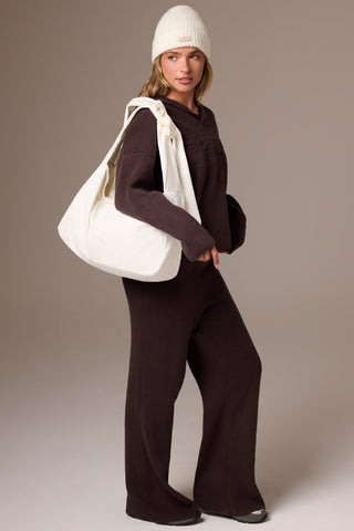 Corduroy Bow Tote Bag in Ivory