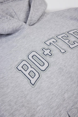 Embroidered Oversized Hoodie in Grey Marl
