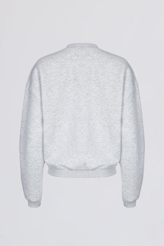 Oversized Crew-Neck Jumper in Grey Marl