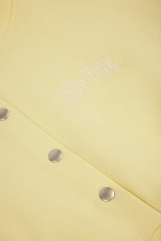 Premium Brushed Jersey Button-Up Cropped Cardigan in Soft Yellow