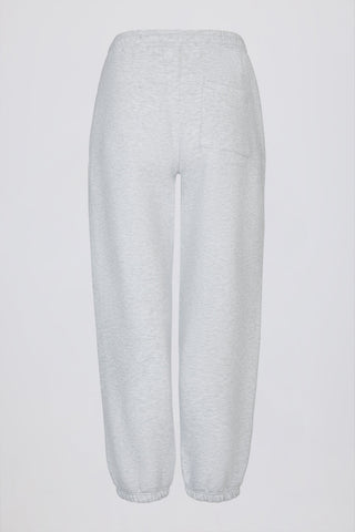 Brushed Cotton Jersey Mid-Rise Relaxed Joggers in Grey Marl