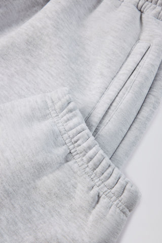 Brushed Cotton Jersey Mid-Rise Relaxed Joggers in Grey Marl