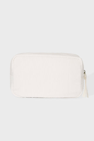 Corduroy Bow Makeup Bag in Ivory