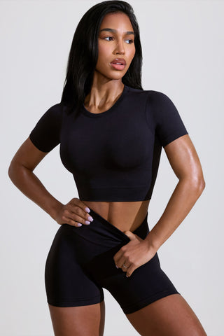 High Waist Define Luxe Mini Shorts in Black