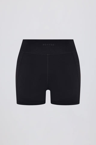 Soft Active V-Waist Pocket Mini Shorts in Black