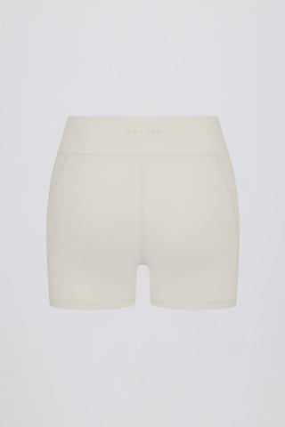 Soft Active Pocket V-Waist Mini Shorts in Cream