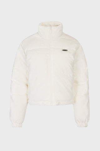 Corduroy Quilted Puffer Jacket in Ivory
