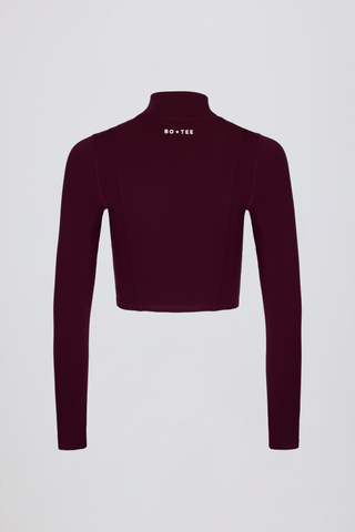 Soft Active Zip-Up Cropped Jacket in Burgundy
