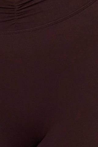 Soft Active Ruched Flared Trousers in Espresso