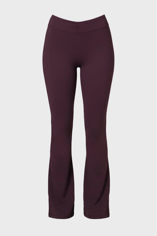 Soft Active Ruched Flared Trousers in Plum
