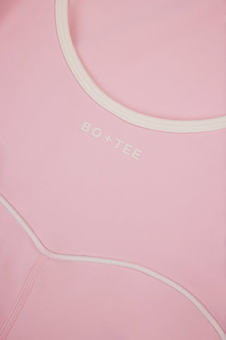 Soft Active Backless Contrast Unitard in Powder Pink