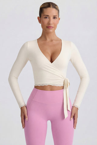 Soft Jersey Wrap Top in Ivory