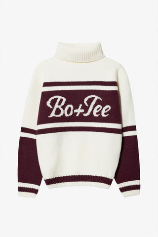 Knit Turtleneck Oversized Jumper in Burgundy