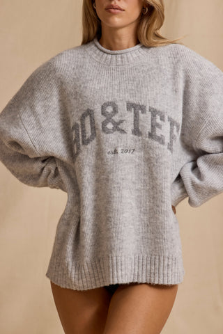 Ribbed Knit Oversized Jumper in Ice Marl