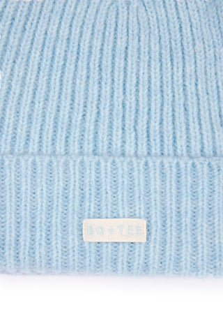 Ribbed Knit Beanie Hat in Powder Blue