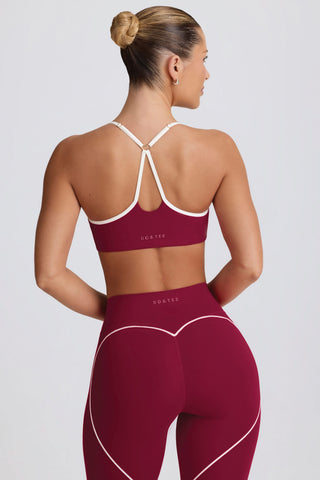 Soft Active Sweetheart-Neck Sports Bra in Burgundy