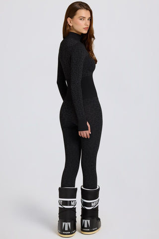 Thermal Base-Layer Jumpsuit in Black Leopard