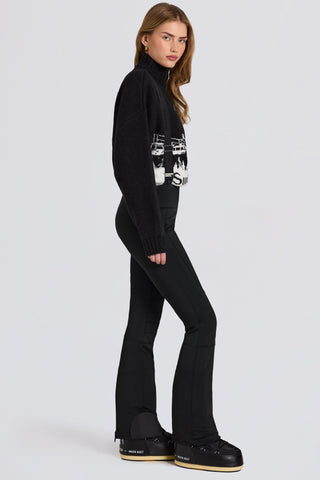 Waterproof High-Rise Salopettes with Suspenders in Black