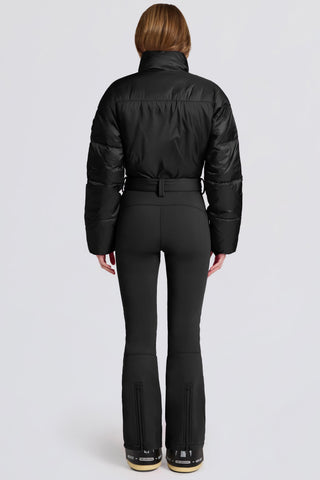 Waterproof Padded Belted Ski Suit in Black