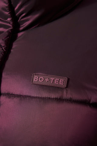 Waterproof Belted Oversized Ski Jacket in Burgundy