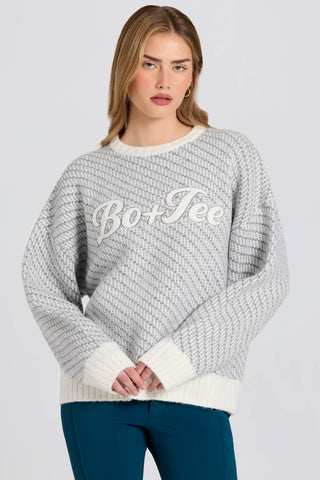 Knit Logo Oversized Jumper in Ice