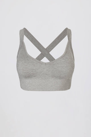 Super Sculpt Seamless Crossback Sports Bra in Grey Marl