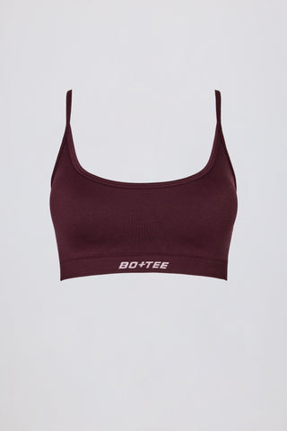 Super Sculpt Seamless Backless Sports Bra in Burgundy