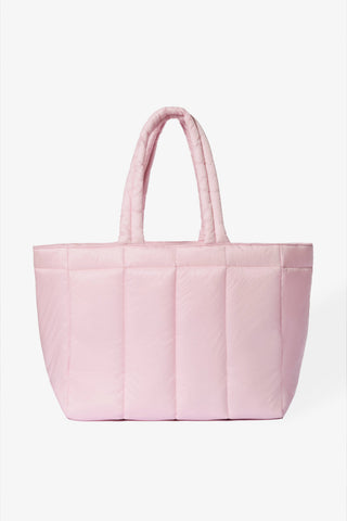 Waterproof Puffer Tote Bag in Powder Pink