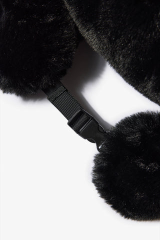 Faux-Fur Trapper Hat in Black