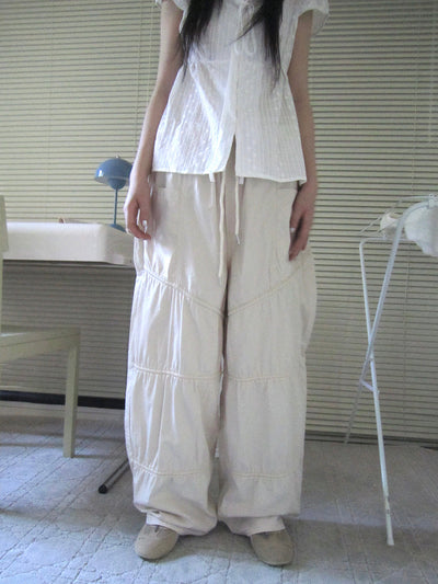 Vintage Wide Leg Trousers With Adjustable Waist Tie