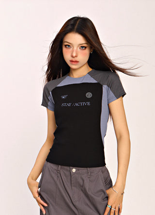 Blokecore contrast color raglan top