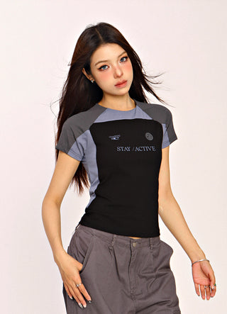Blokecore contrast color raglan top