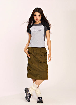 Blokecore contrast color raglan top