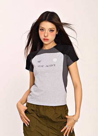 Blokecore contrast color raglan top
