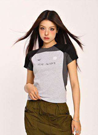 Blokecore contrast color raglan top