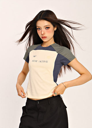 Blokecore contrast color raglan top