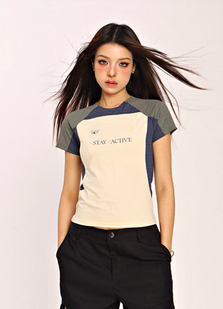 Blokecore contrast color raglan top