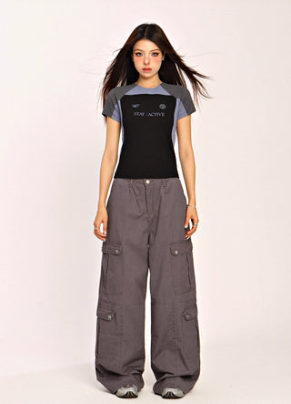 Blokecore contrast color raglan top