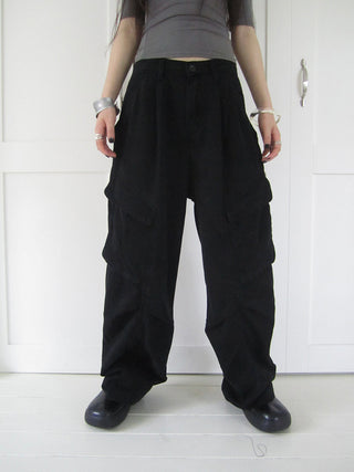 Vintage Washed Pleated Pocket Cargo Pants