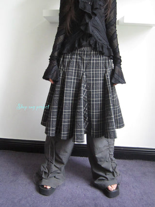 Vintage Plaid Pleated Midi Skirt