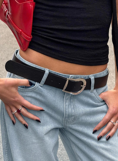 Breslin Belt Black  Silver