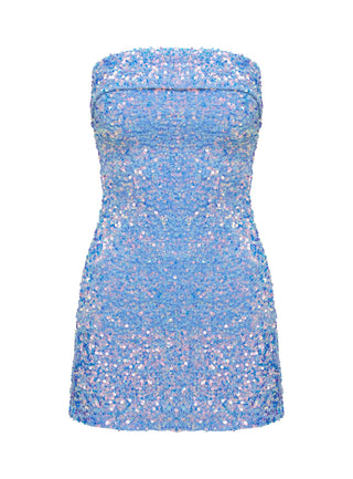 Caprina Sequin Mini Dress Light Blue