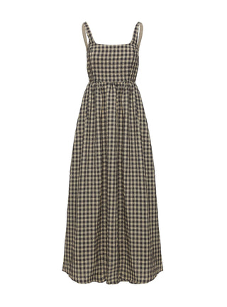 Cartmel Check Maxi Dress Black  Cream Petite