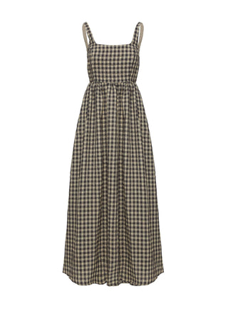 Cartmel Check Maxi Dress Black  Cream